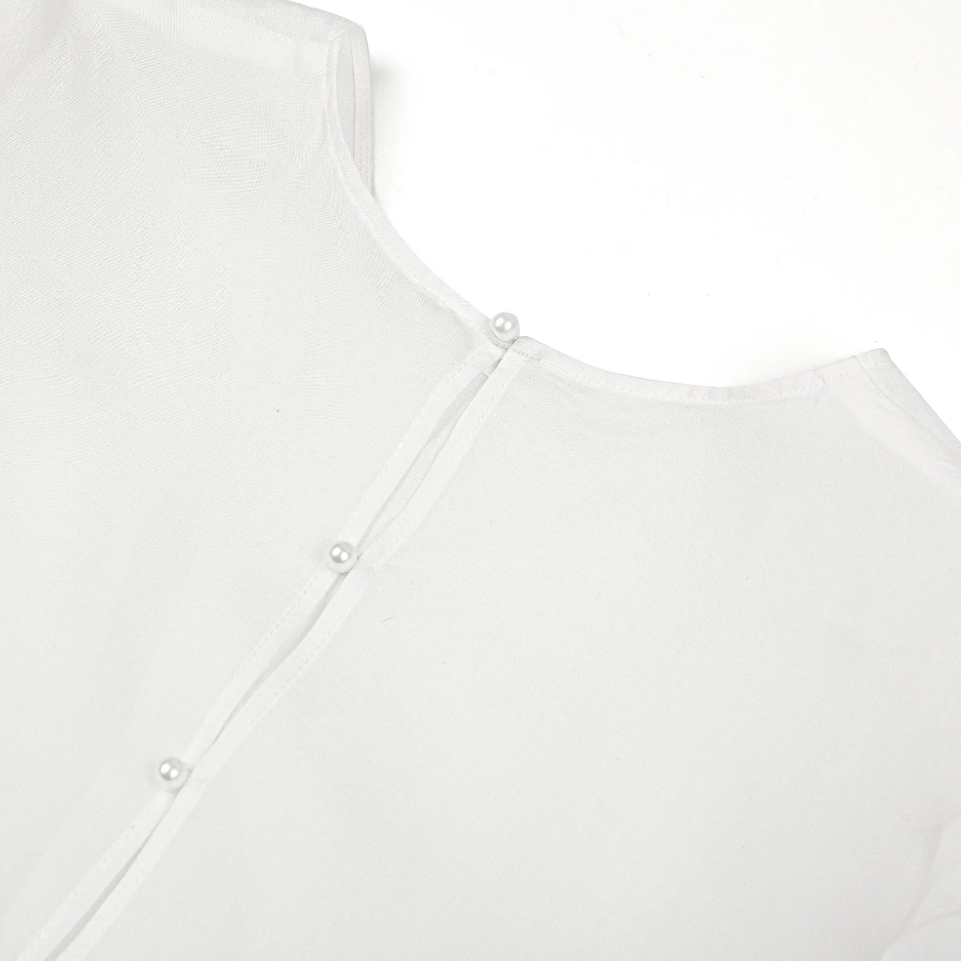 Minimalist wedding dress with crew neck, short sleeves and A line skirt - D1962 Regular