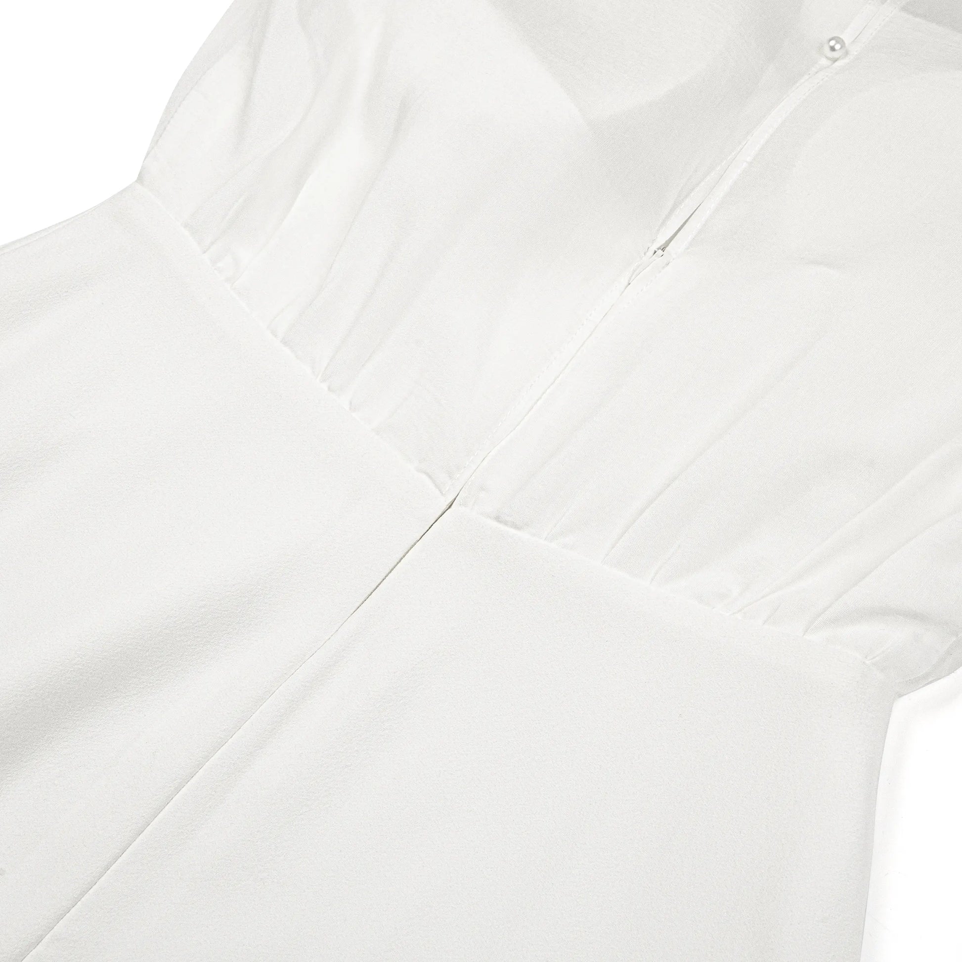 Minimalist wedding dress with crew neck, short sleeves and A line skirt - D1962 Regular