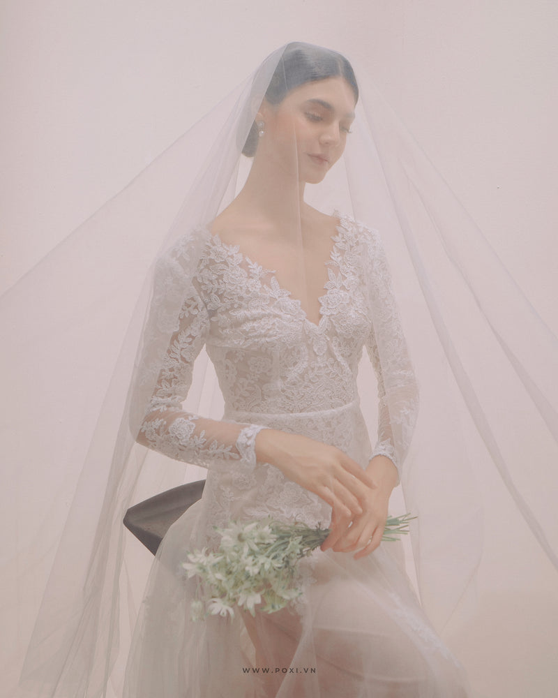 Wedding dress models address all imperfections.