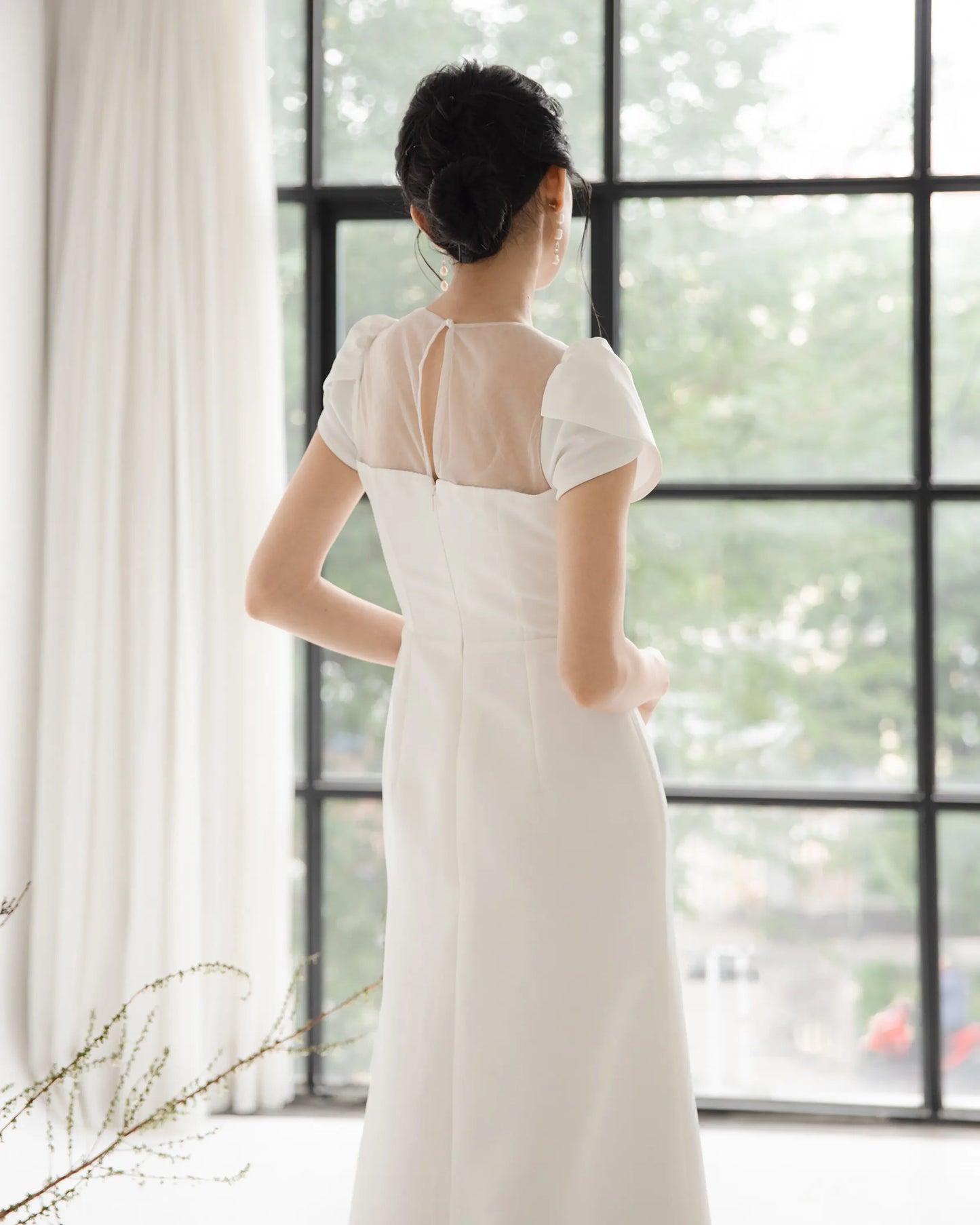 Đầm cổ tròn phối lưới thân trên, dáng váy Aline  - D1870 Regular