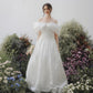 Modern and impressive with an Off-the-shoulder white wedding dress - D1736B - POXI