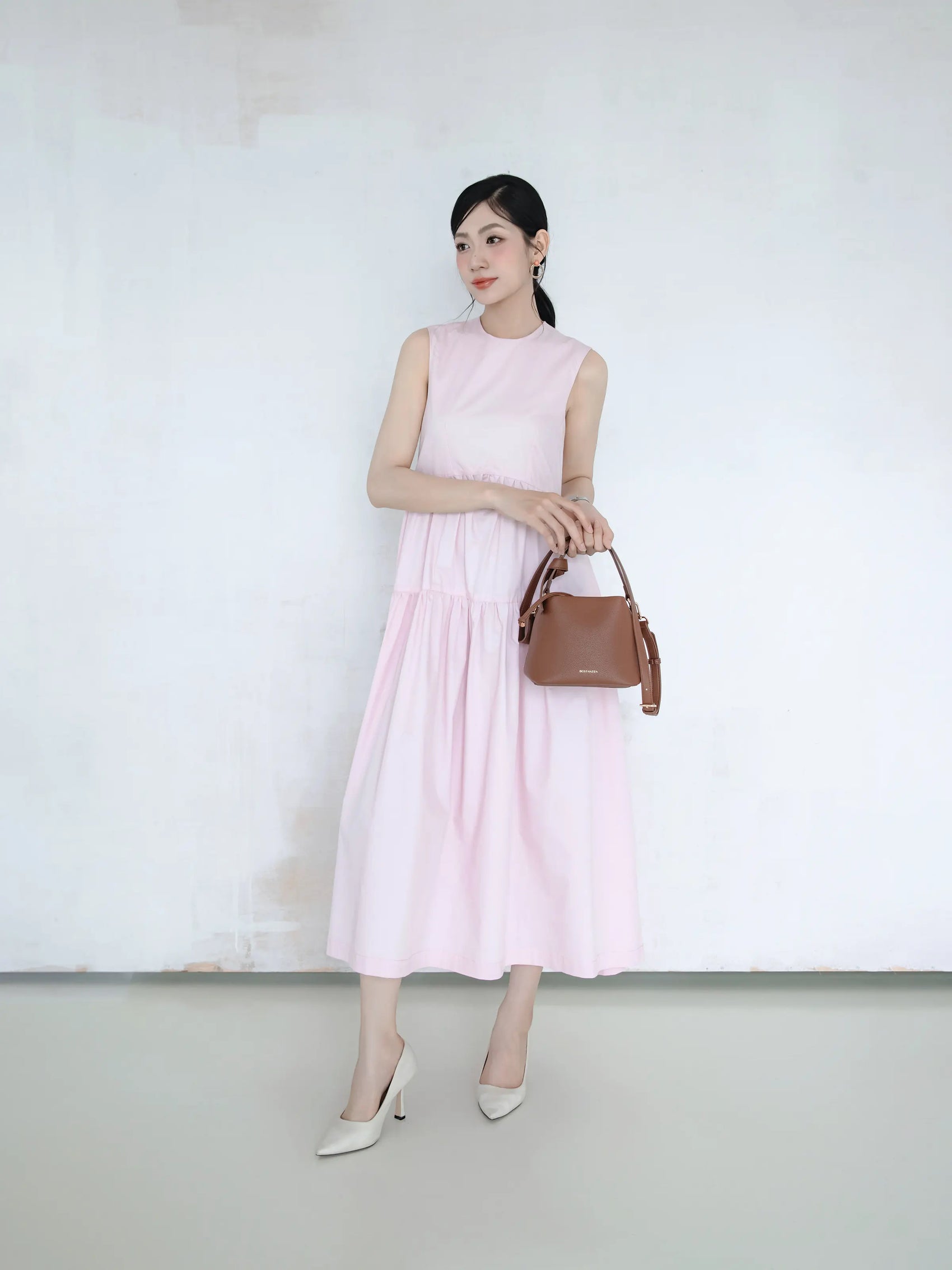 Đầm nữ form rộng màu hồng nhạt - YD9934B
