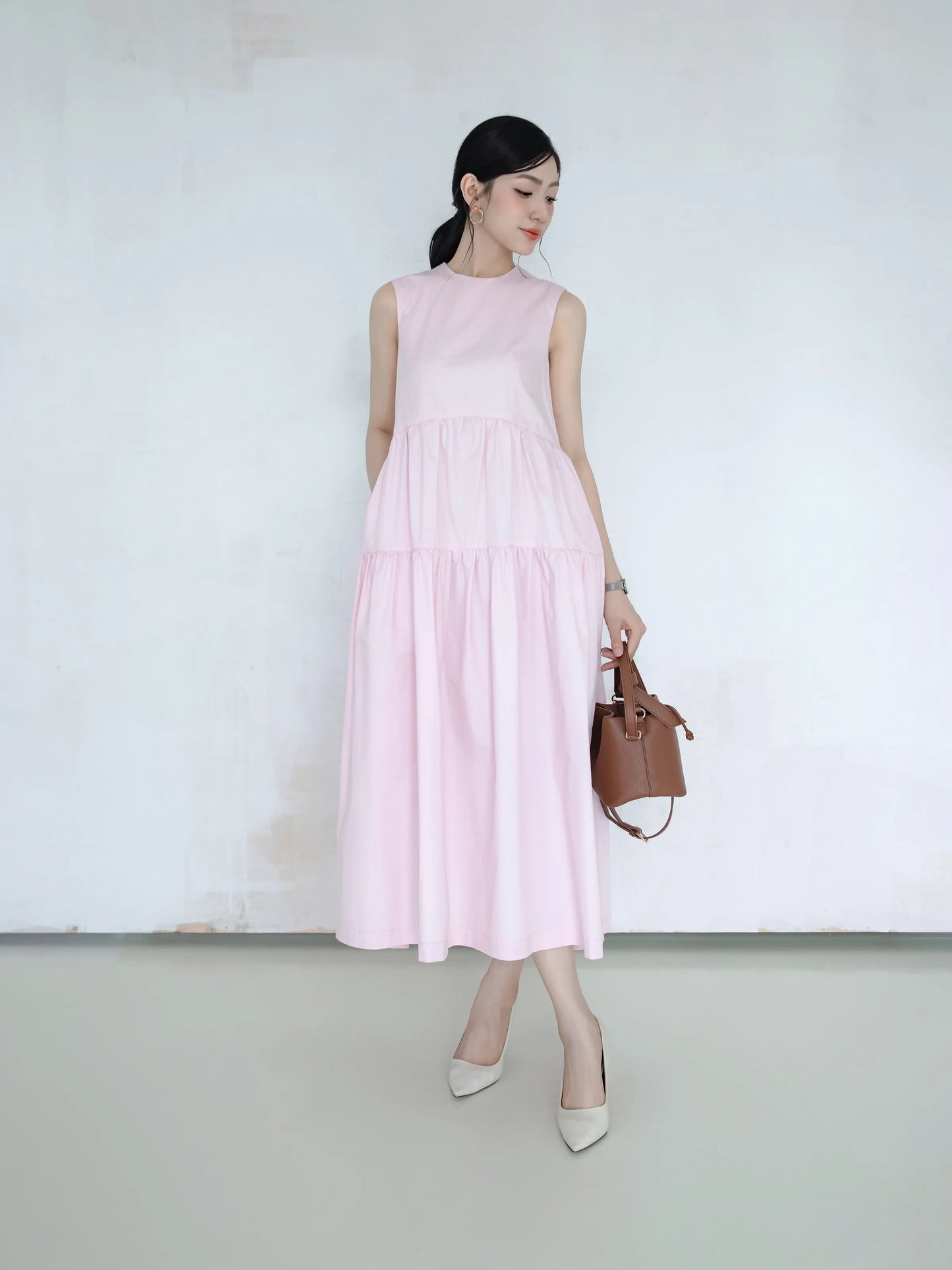 Đầm nữ form rộng màu hồng nhạt - YD9934B