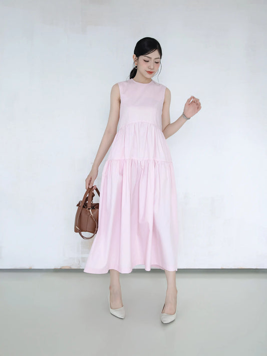 Đầm nữ form rộng màu hồng nhạt - YD9934B
