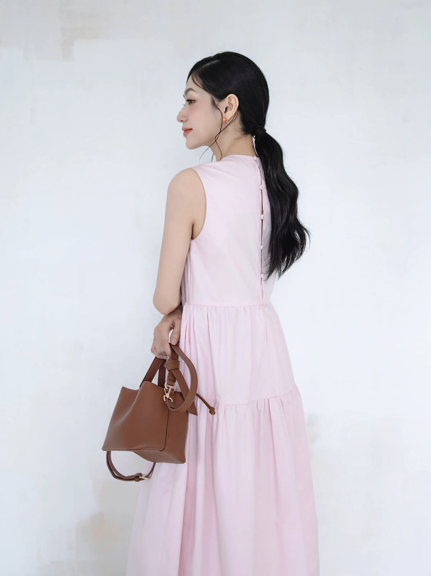 Đầm nữ form rộng màu hồng nhạt - YD9934B