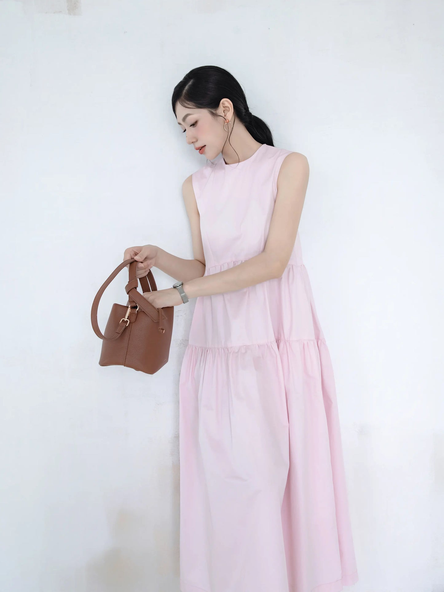 Đầm nữ form rộng màu hồng nhạt - YD9934B