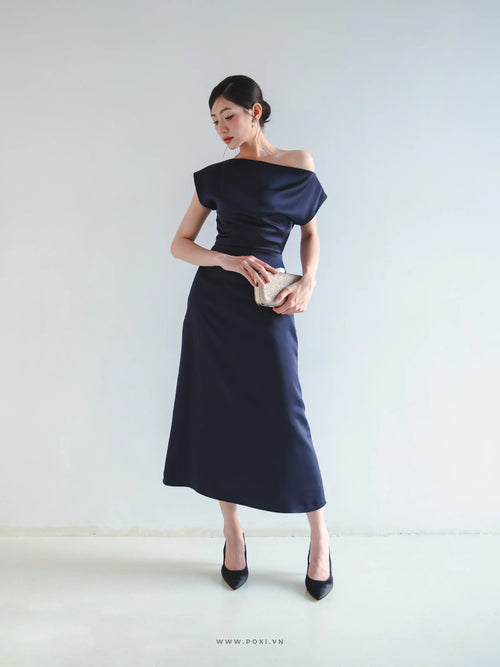 Đầm lệch vai dáng váy A line - D1953C Regular