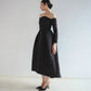 Đầm midi tay dài váy Aline xếp ly tạo kiểu - D1959 Regular