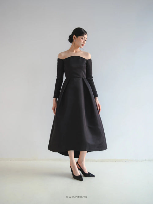 Đầm midi tay dài váy Aline xếp ly tạo kiểu - D1959 Regular