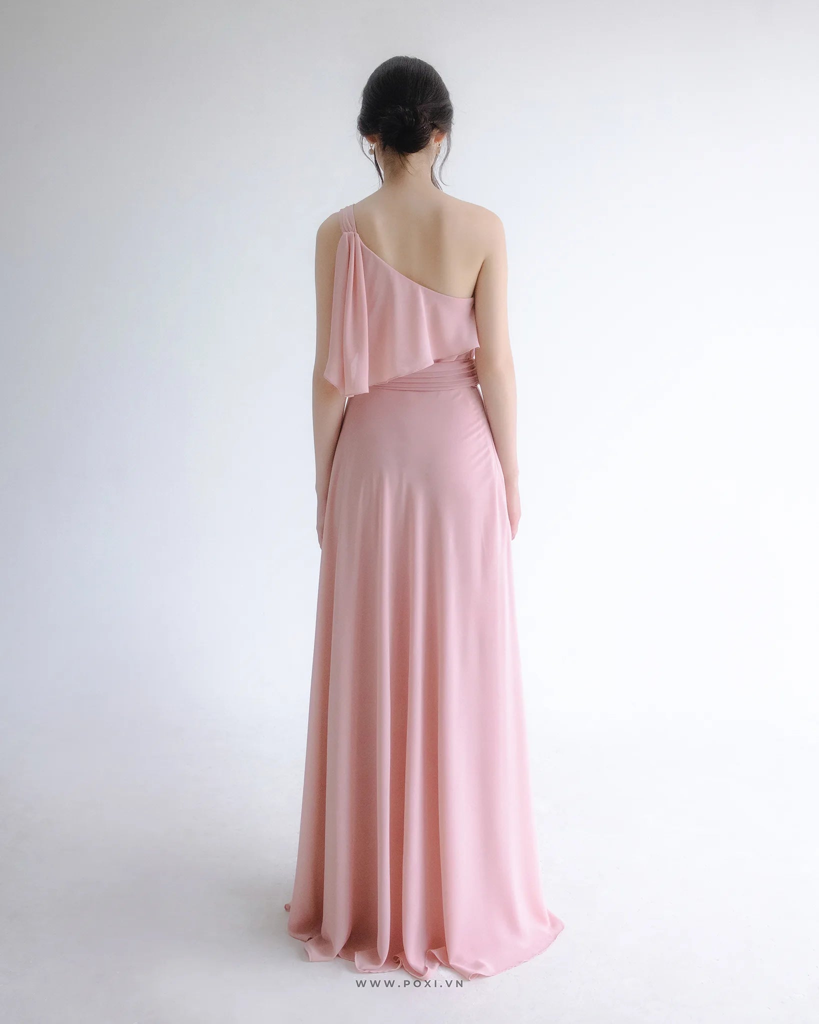 One-shoulder prom pink dresses are modern and glamorous for girls and bridesmaids - D1876 - POXI
