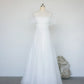 Princess Organza's gentle wedding dress with crew neck and puff-flared sleeves - D1683B - POXI