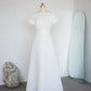 Simple wedding dress with boat neck and short sleeves - D1416D - POXI