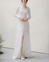 Elegant lace custom-order dress with V-neck and long sleeves - D1142 - POXI