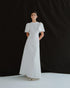 Simple wedding dress with crew neck and puff-flared sleeves - D1683 - POXI
