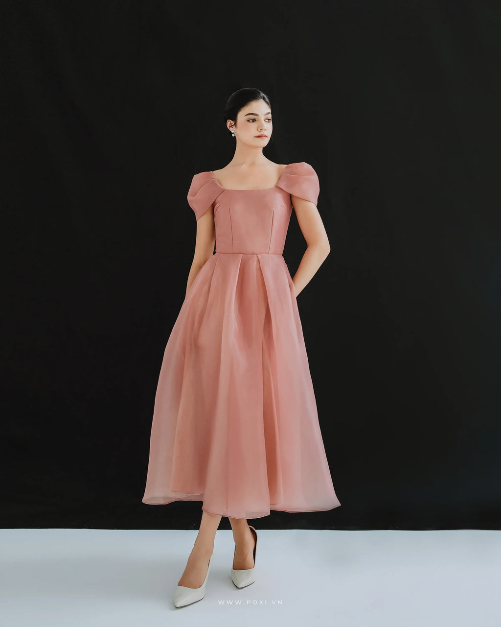 Lovely and flying with Organza prom midi dress - D1744 - POXI