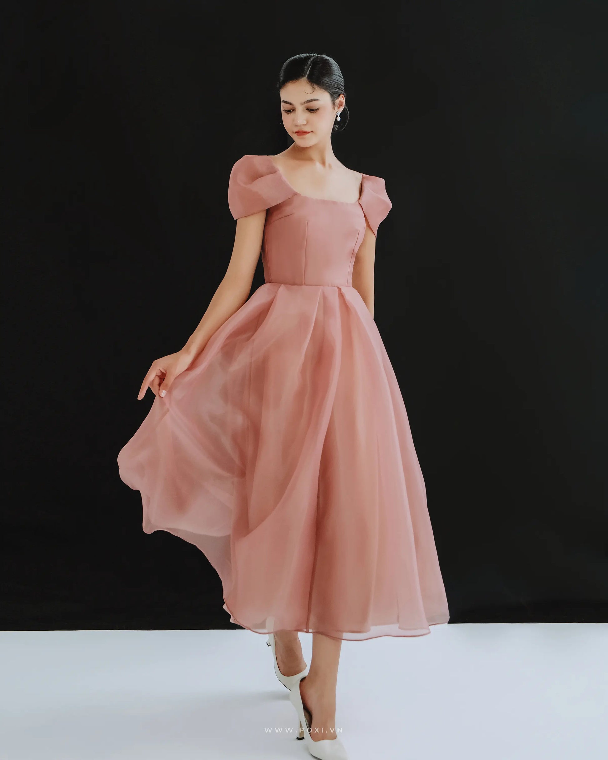 Lovely and flying with Organza prom midi dress - D1744 - POXI