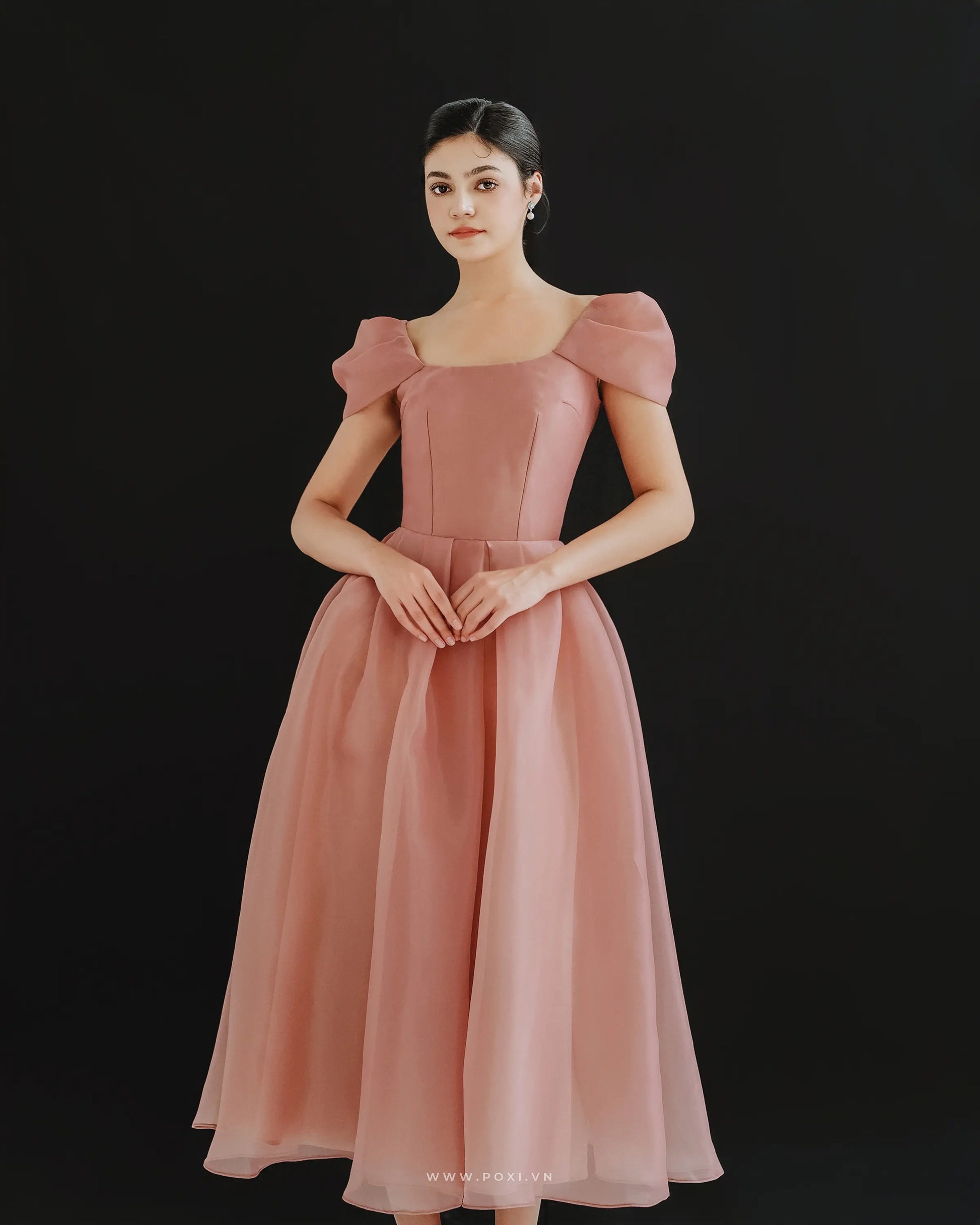 Lovely and flying with Organza prom midi dress - D1744 - POXI