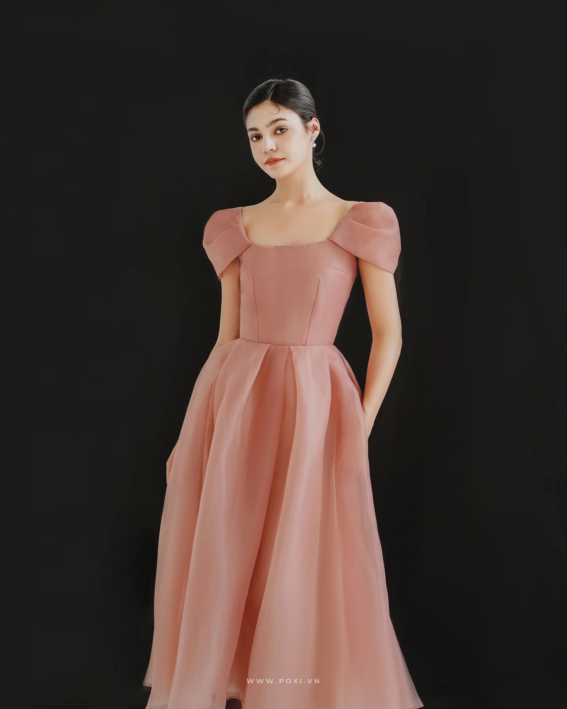 Lovely and flying with Organza prom midi dress - D1744 - POXI