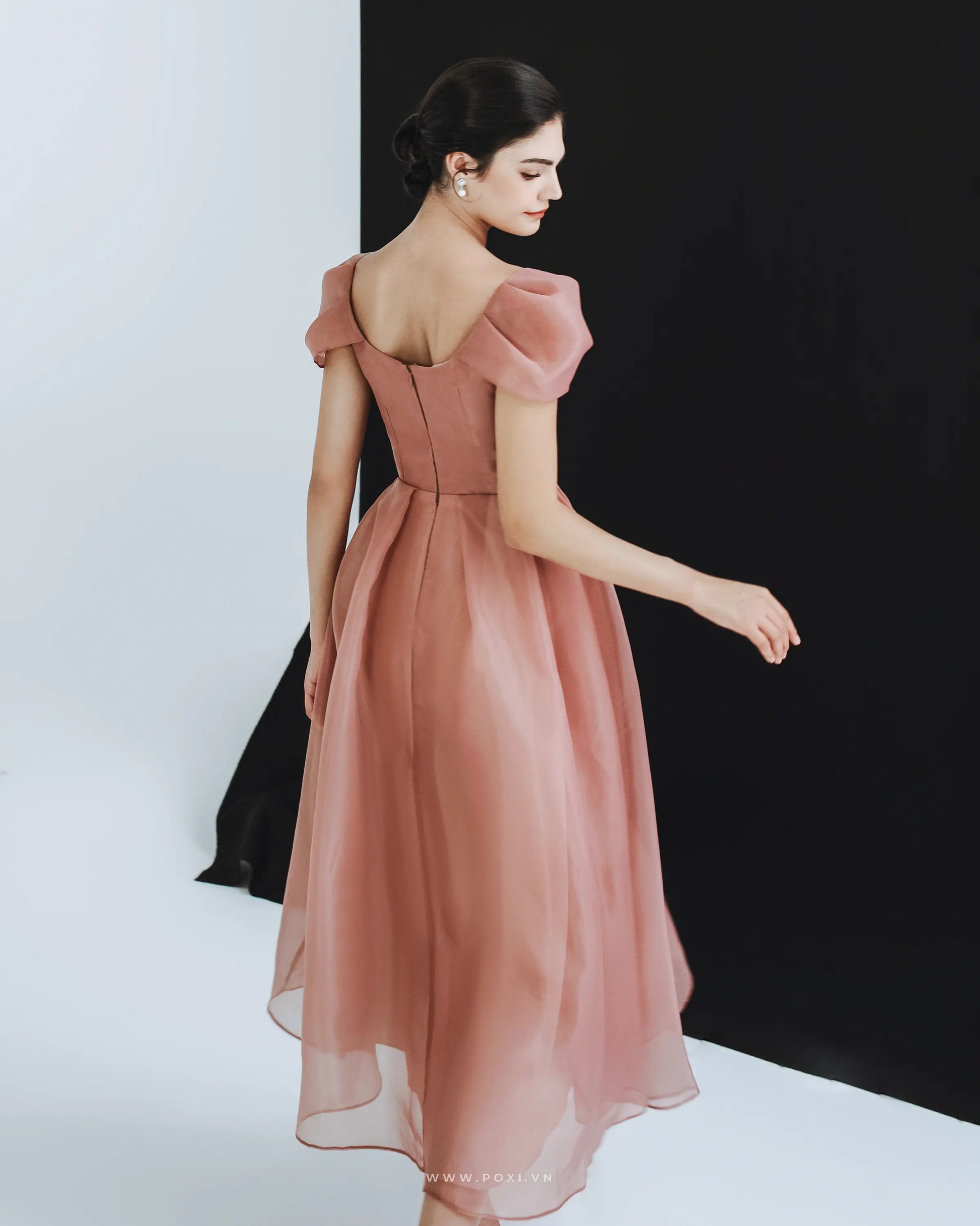 Lovely and flying with Organza prom midi dress - D1744 - POXI