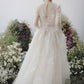 Made-to-order Flying wedding dress with crew neck and long sleeves - D1785 - POXI