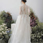 Made-to-order Flying wedding dress with crew neck and long sleeves - D1785 - POXI