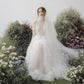 Made-to-order Flying wedding dress with crew neck and long sleeves - D1785 - POXI