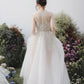 Made-to-order Gentle wedding dress with flare skirt and boat neck - D1800 - POXI