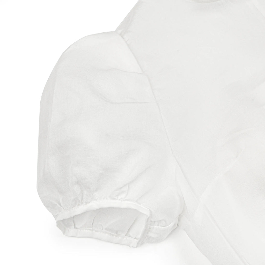 Minimalist wedding dress with crew neck, short sleeves and A line skirt - D1962 Regular