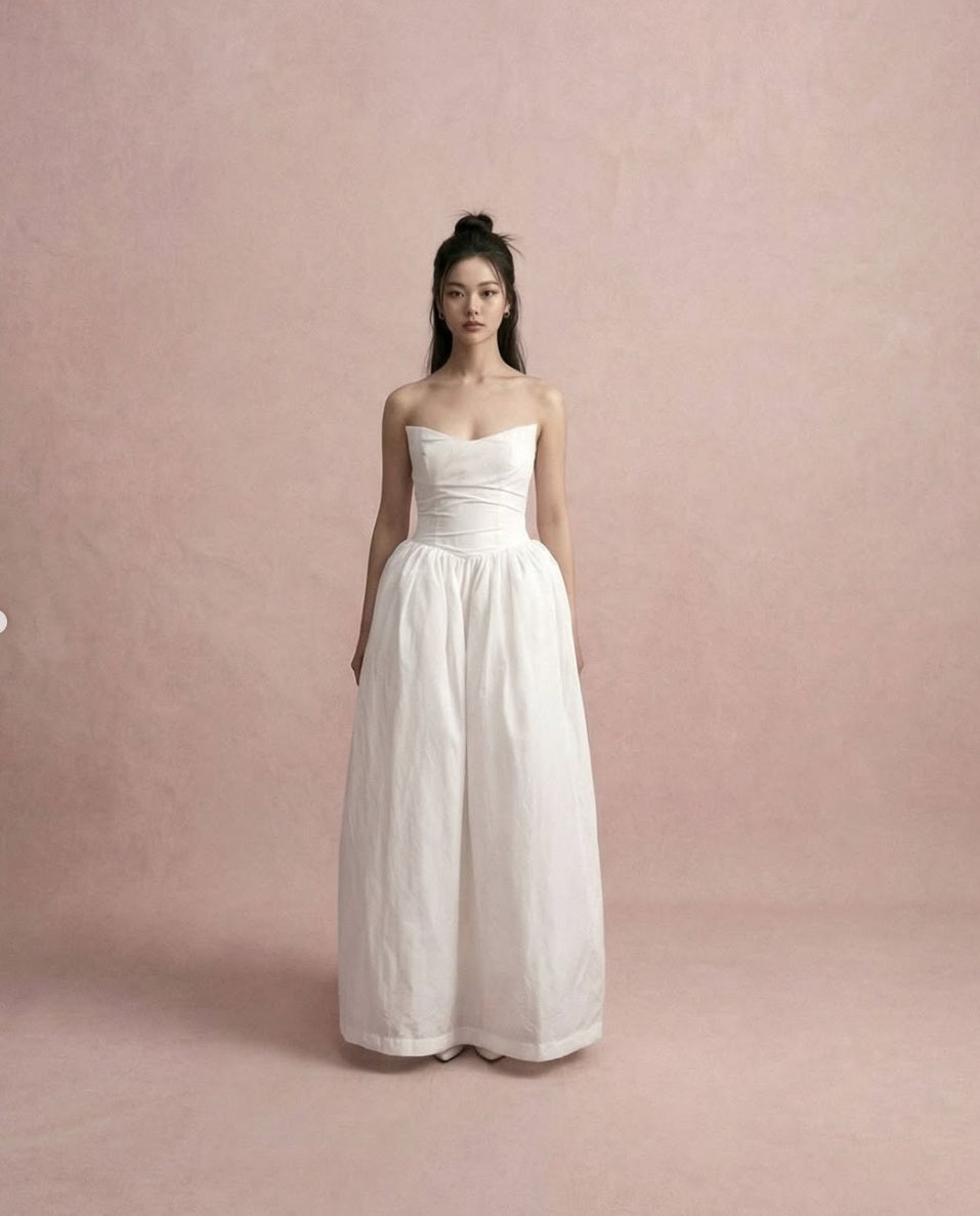 Off shoulder tulip long dress - D2009