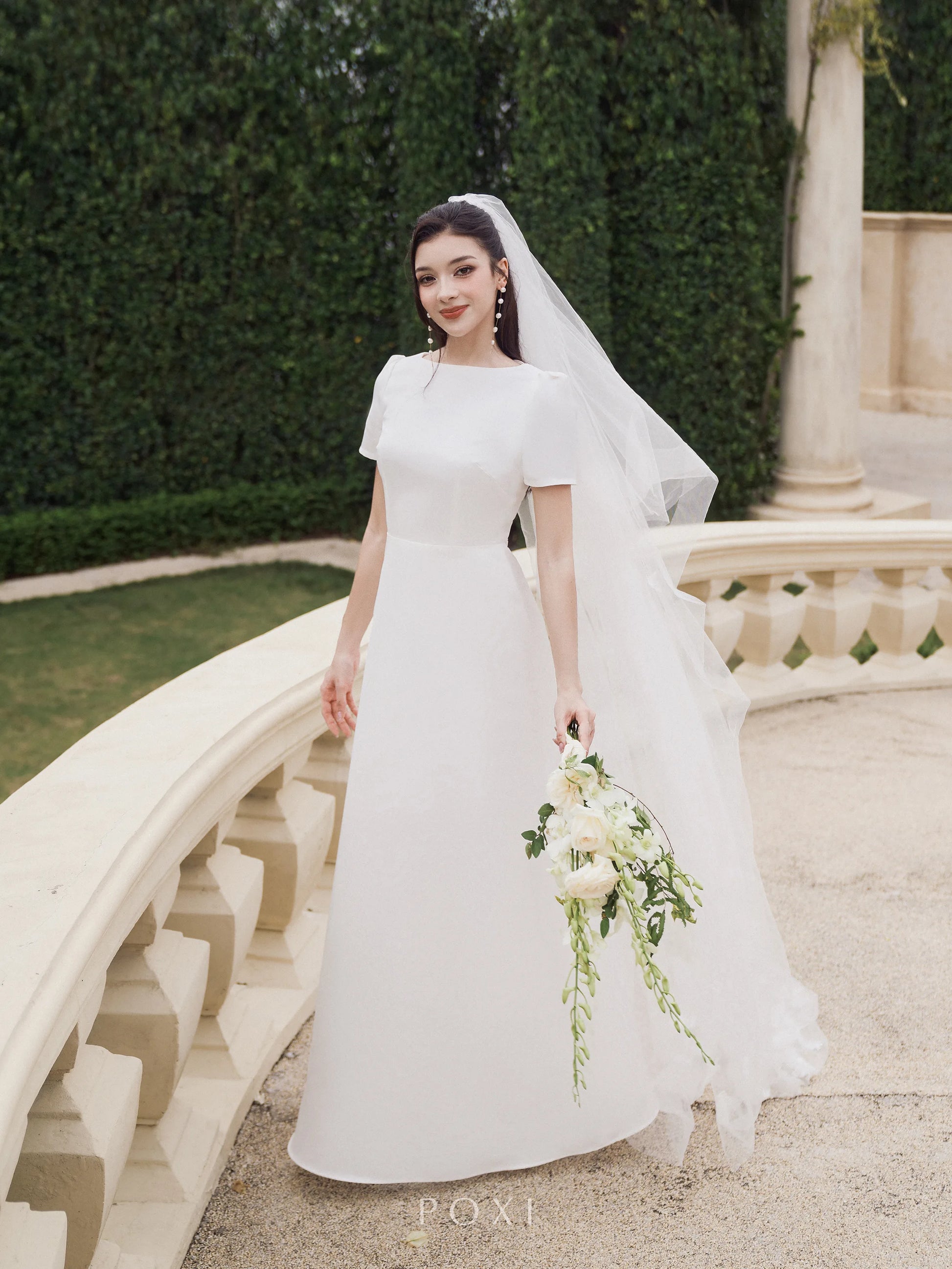 Đầm cổ thuyền tay ngắn dáng váy Aline - D1416D Plus