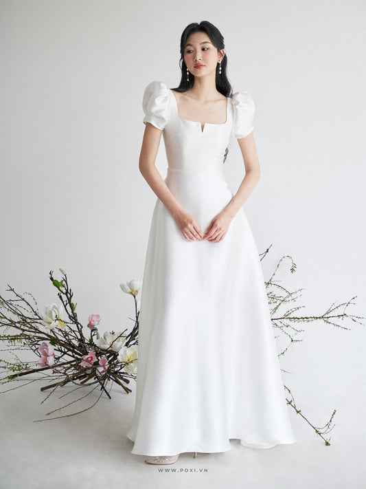 Đầm cổ vuông tay phồng, dáng váy Aline xòe nhẹ - D1920 Regular
