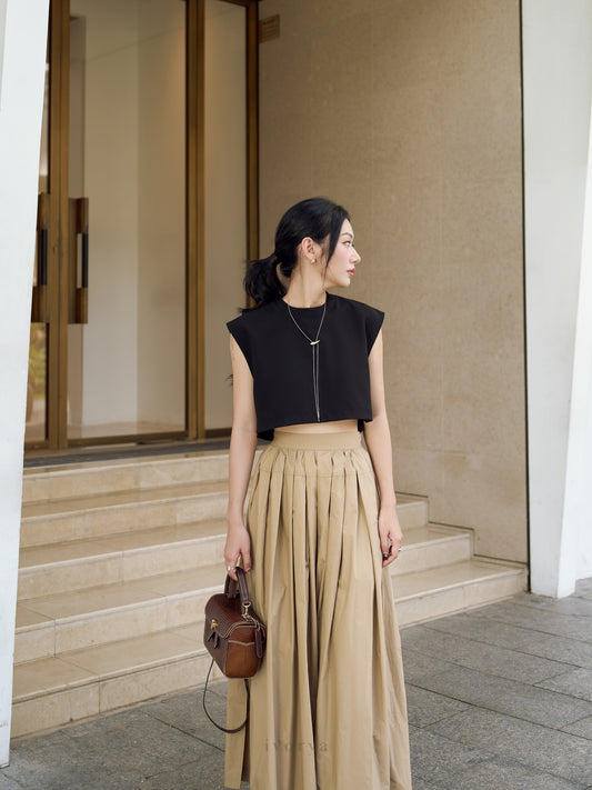 Áo crop-top nữ màu đen, không tay - SH9965