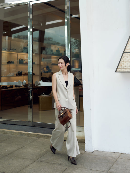 Áo blazer màu xám không tay - YB9847