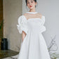 Đầm cúp ngực phối lưới thân trên, tay phồng xếp nếp và váy xòe xếp ly- D1834