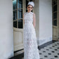 3D floral lace custom-order dress with sleeveless crew neck - F2 - POXI