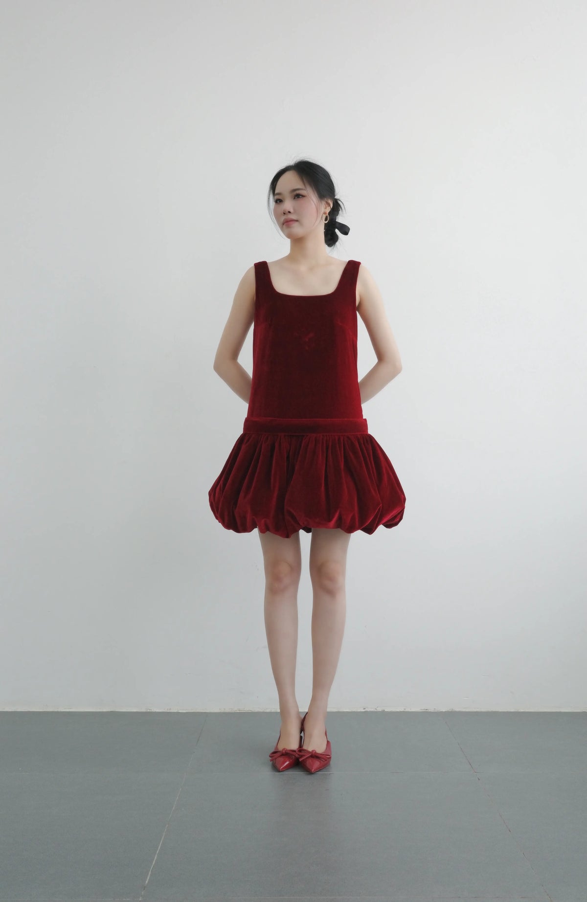 Đầm suông mini form váy bí phồng - D2078
