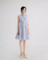 Youthful mini blue dress with collard neck and sleeveless - D1860B - POXI