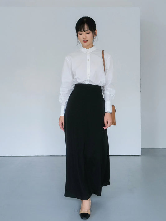 Chân váy chữ A satin màu đen - SK9978