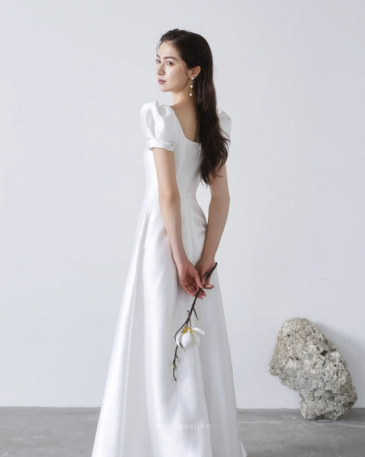 Đầm cổ vuông tay phồng, dáng váy Aline xòe nhẹ - D1920