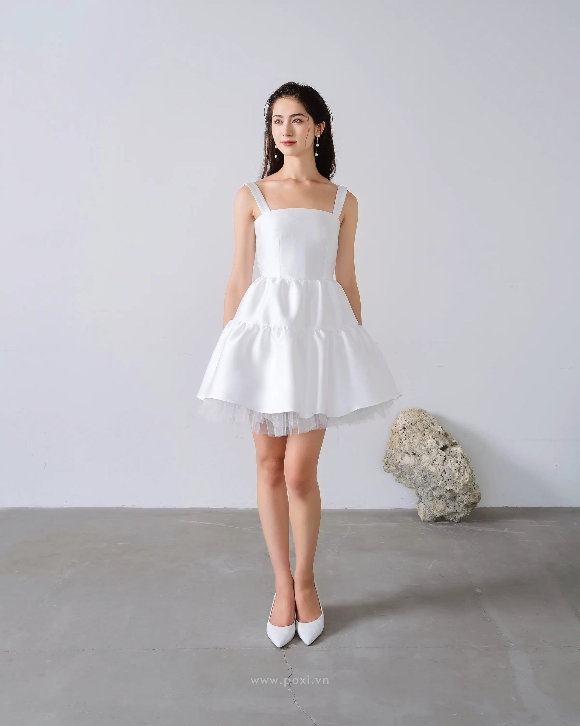 Đầm mini hai dây váy nhún xòe - D1937 Regular