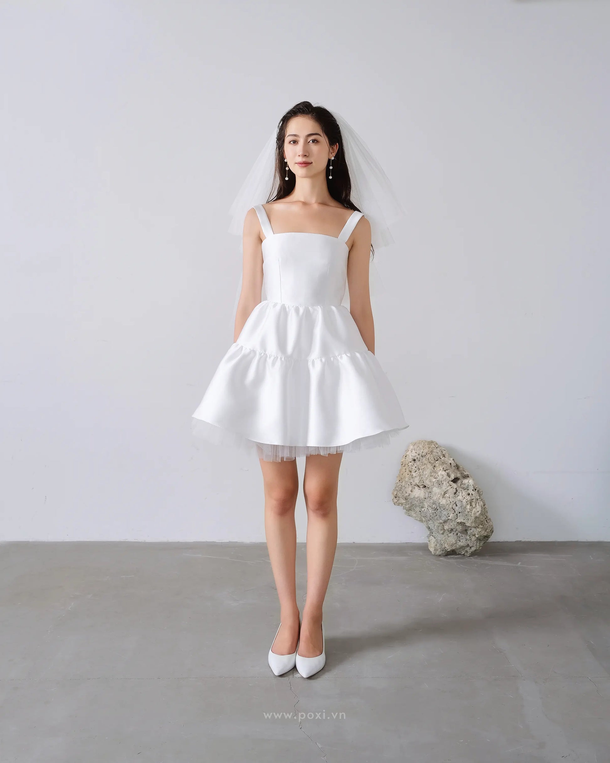 Đầm mini hai dây váy nhún xòe - D1937 Regular