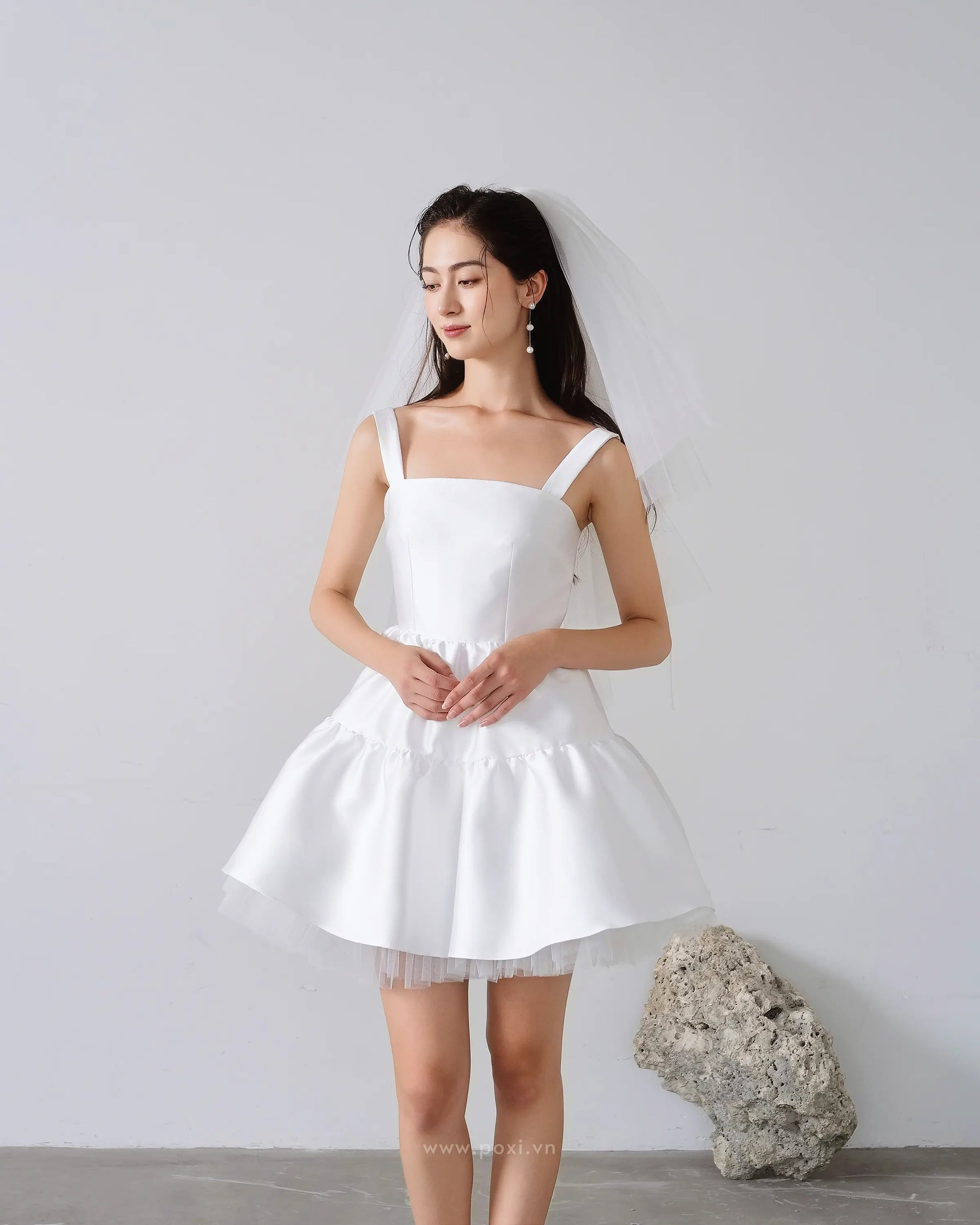 Đầm mini hai dây váy nhún xòe - D1937 Regular