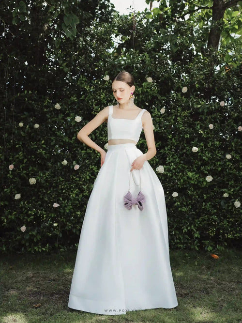 Impressive wedding dress with a crop top and long skirt - S1768 - POXI