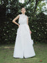 Impressive wedding dress "2 in 1" with a sleeveless crop top and long skirt - S1789 - POXI