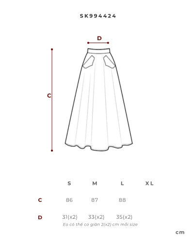 Chân váy midi màu đen cơ bản - SK9944