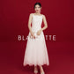 Đầm ren organza cổ vuông váy xòe xếp ly - D1939