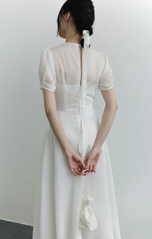 Đầm cổ tròn thân trong form cúp ngực, váy Aline xòe nhẹ - D1813