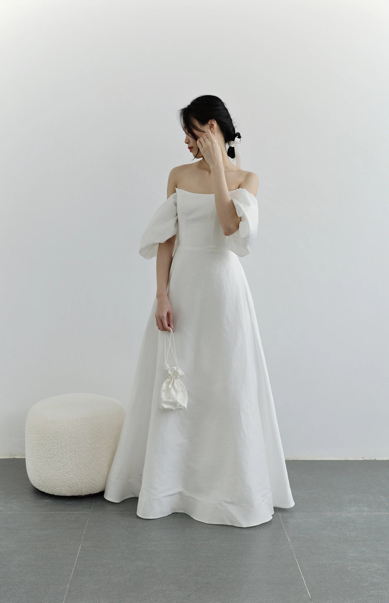 Đầm cúp ngực phối tay áo phồng dáng váy Aline xòe nhẹ - D1976 Regular