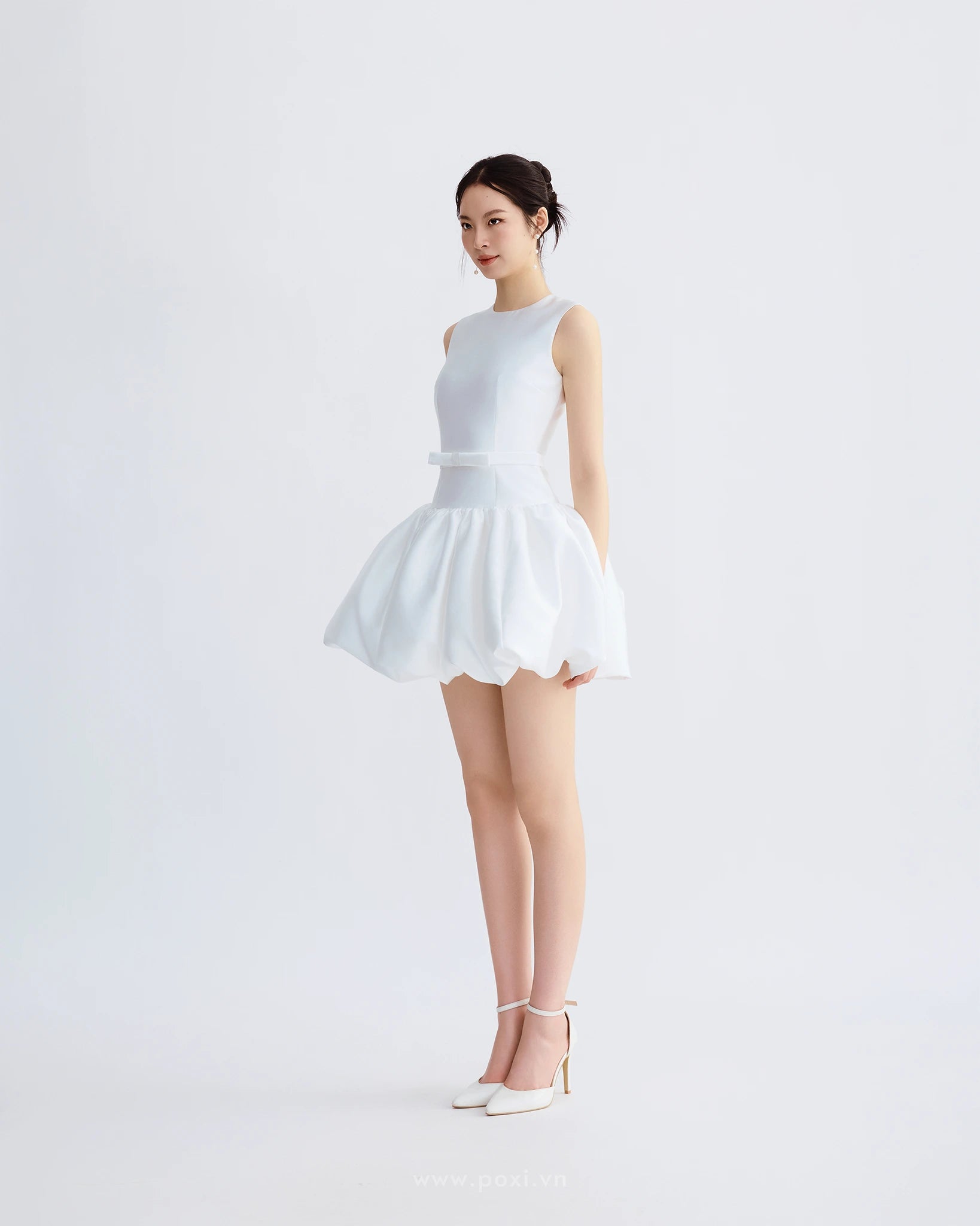 Đầm mini váy bí nhún phồng - D1977 Regular