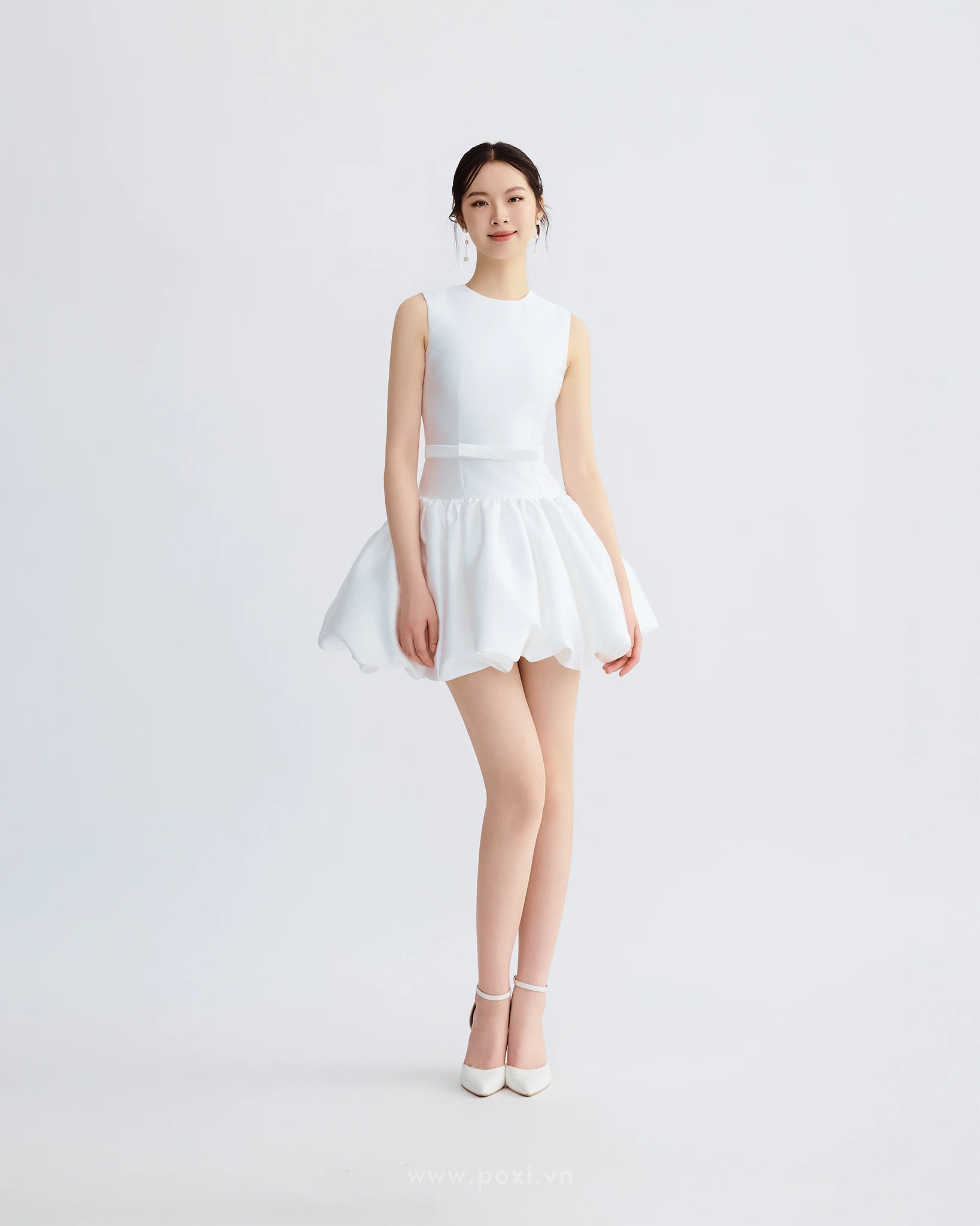 Đầm mini váy bí nhún phồng - D1977 Regular